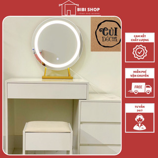 Gương để bàn , Gương trang điểm để bàn đèn led cảm ứng 3 màu