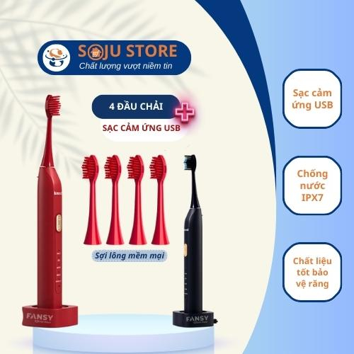 Bàn Chải Điện Fansy (Tặng 4 Đầu Chải) Loại Bỏ Mảng Bám Và Vi Khuẩn Hiệu Quả / Nhanh Chóng, An Toàn