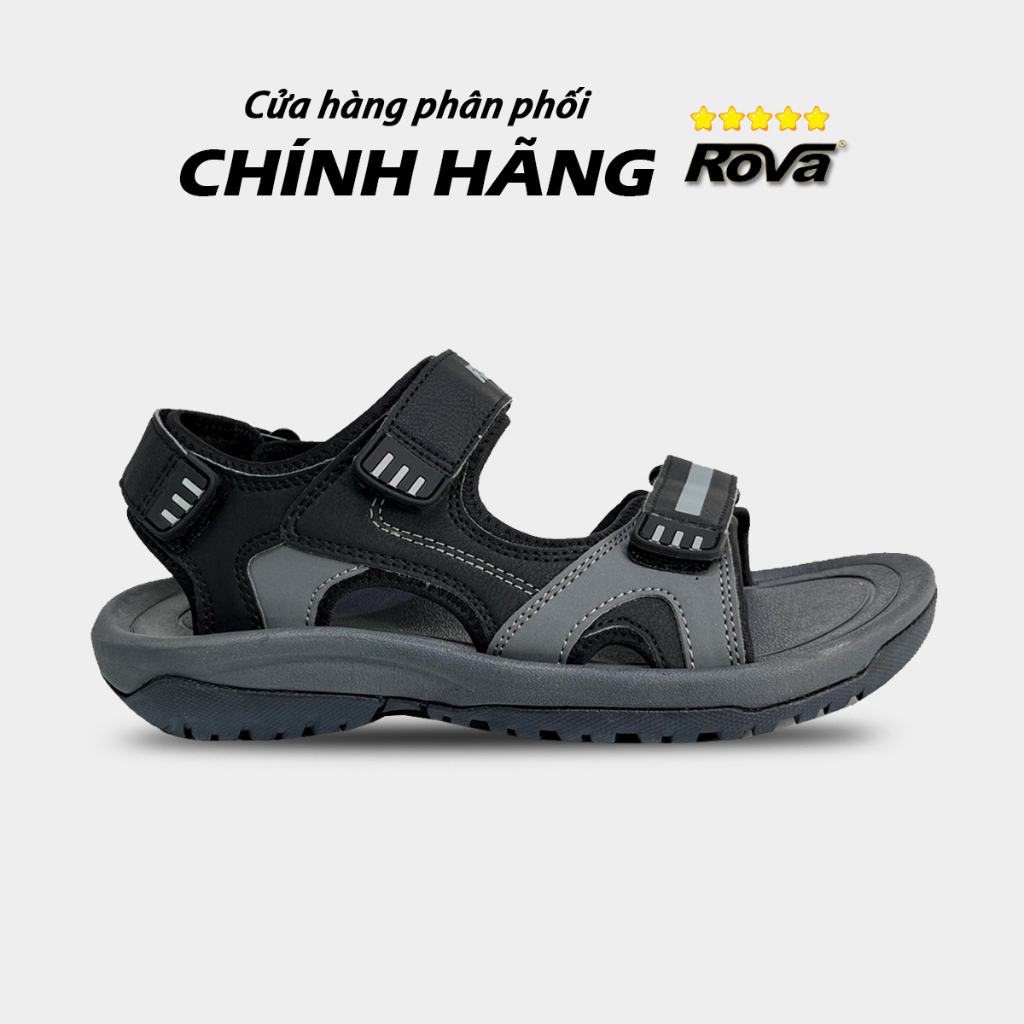 Giày Sandal Đế Đúc Quai Da Nam Hiệu Rova - RV964 Xám