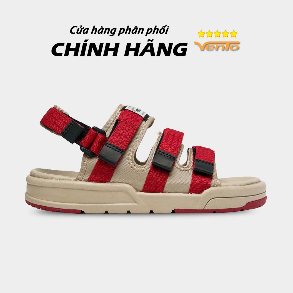 [Chính Hãng] Giày Sandal Vento Nữ NV1001 - 3 quai màu đỏ phối be