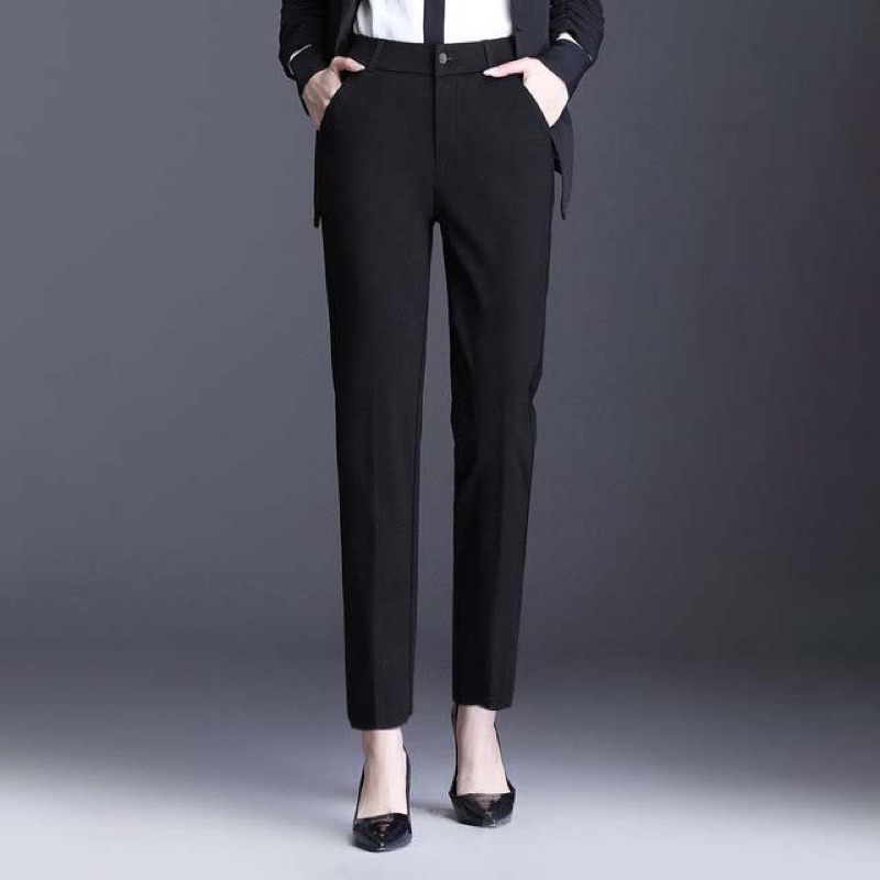 Quần tây công sở kiểu mới ống đứng màu đen vải cao cấp sang trọng tinh tế