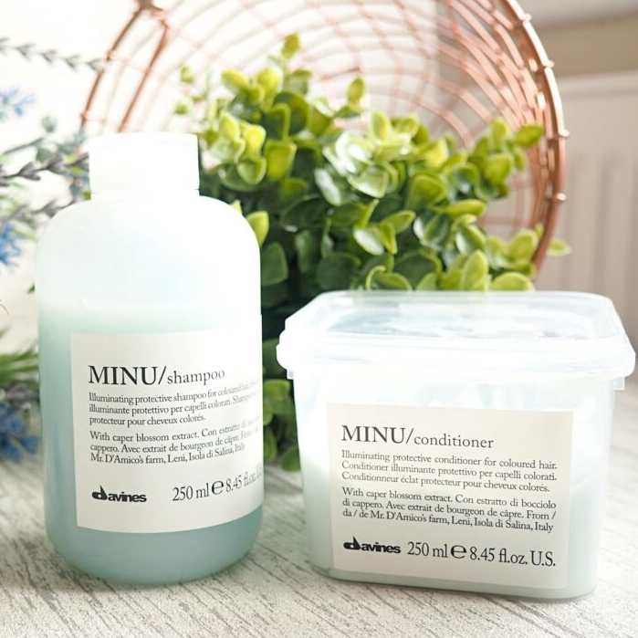 Dầu Gội và Dầu Xả Davines Minu Shampoo & Conditioner 250ml | Dành cho làm sáng màu tóc và bảo vệ tóc nhuộm
