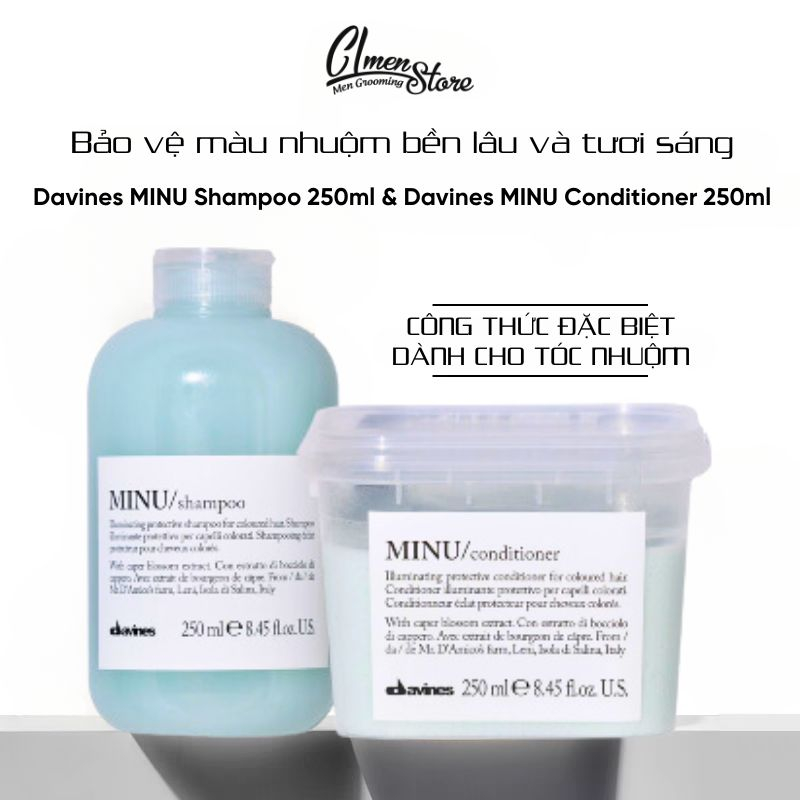 Dầu Gội và Dầu Xả Davines Minu Shampoo & Conditioner 250ml | Dành cho làm sáng màu tóc và bảo vệ tóc nhuộm