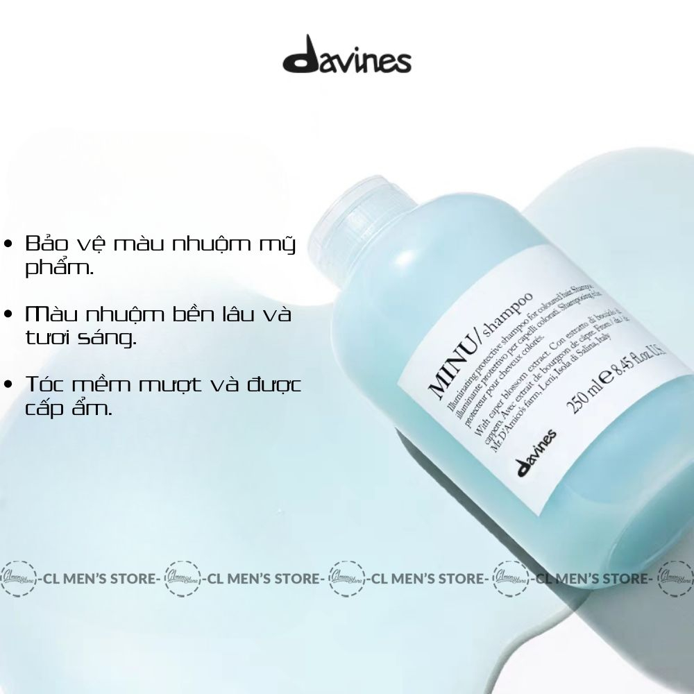 Dầu Gội và Dầu Xả Davines Minu Shampoo & Conditioner 250ml | Dành cho làm sáng màu tóc và bảo vệ tóc nhuộm