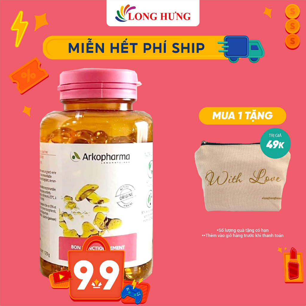 Viên uống Arkopharma Arkogelules Omega 3 hỗ trợ tim mạch trí não (180 viên)