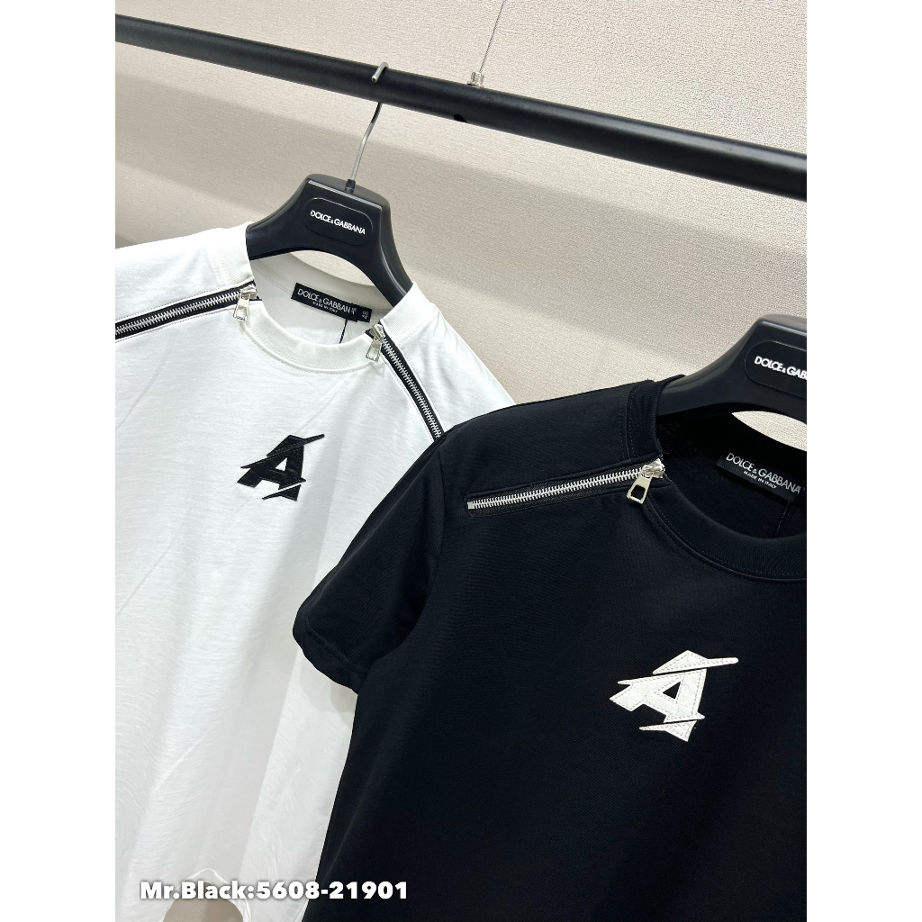 Áo Phông Nam DSQ Thêu Chữ A Siêu Nét - Áo Thun D S Q Nam Nữ Phối Khóa Chéo Viền Vai Cao Cấp