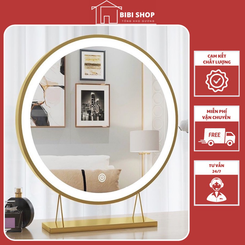 Gương để bàn trang điểm đèn led đường kính 50cm