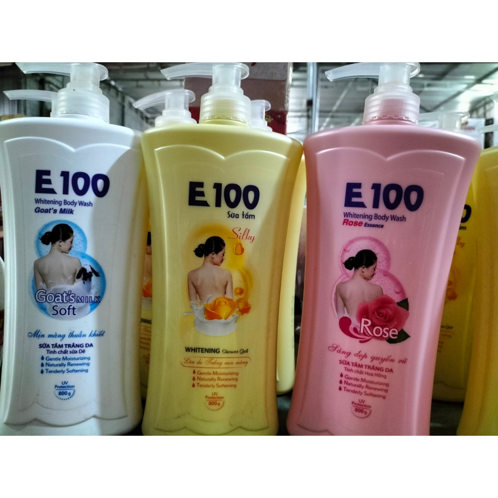 SỮA TẮM E100 vàng, hồng, trắng 800ML
