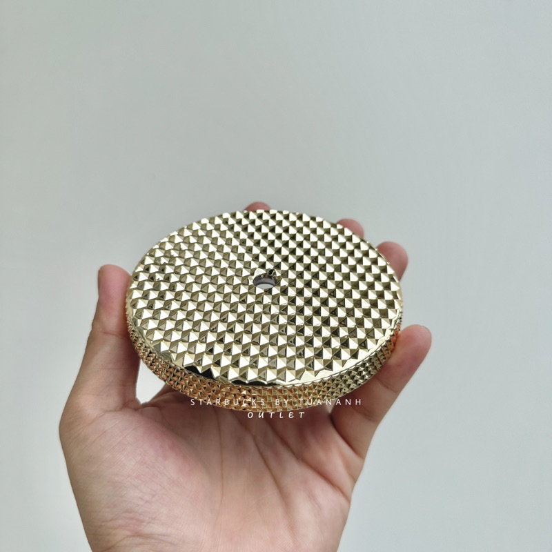 Set Nắp Và Ống Hút Ly Starbucks Studded Chrome Gold 710ml