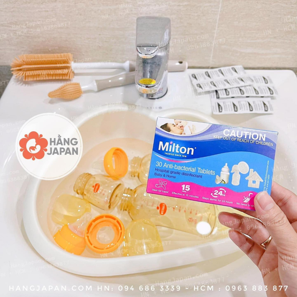 Viên sủi khử trùng bình sữa, núm ty hộp 30 viên Milton Australia