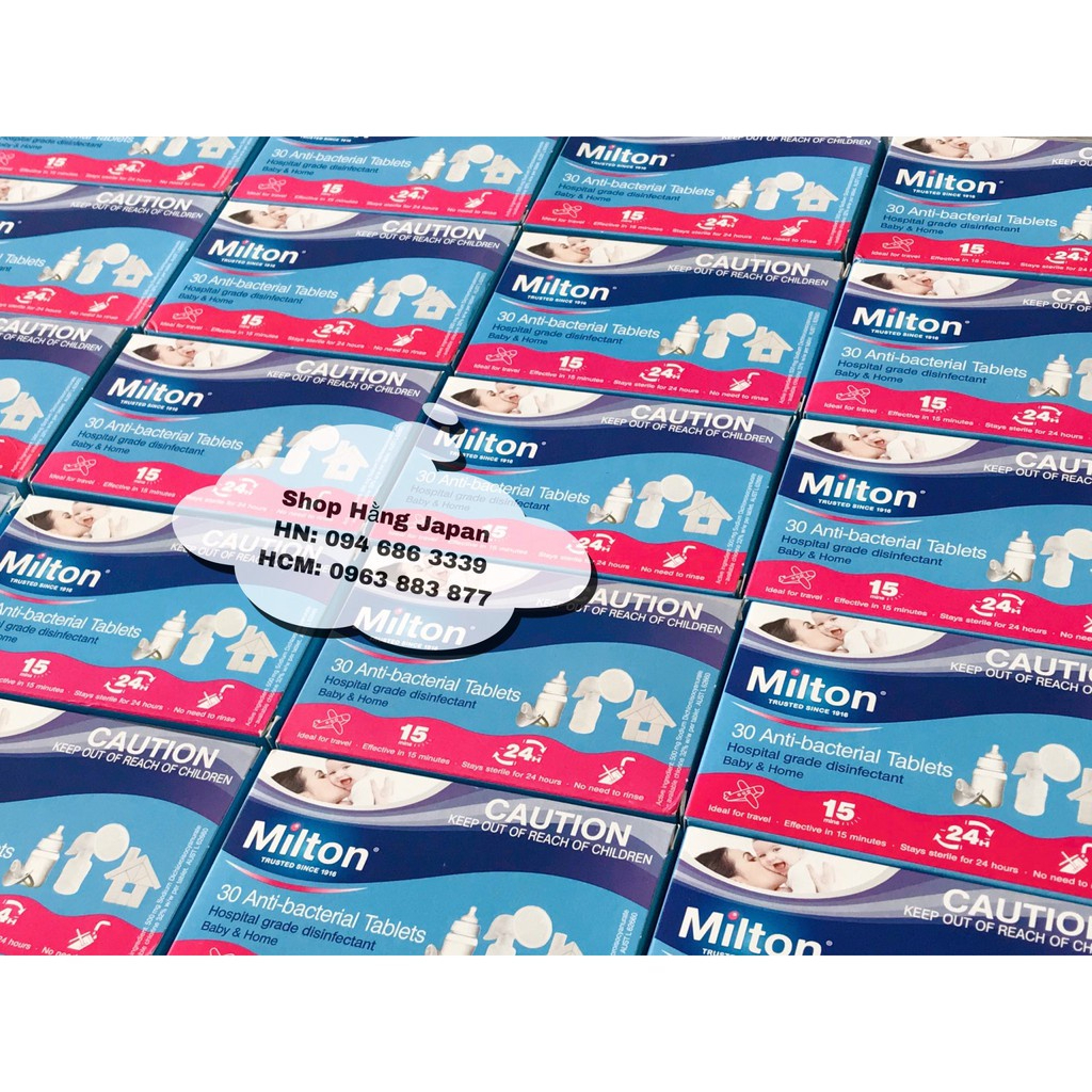 Viên sủi khử trùng bình sữa, núm ty hộp 30 viên Milton Australia
