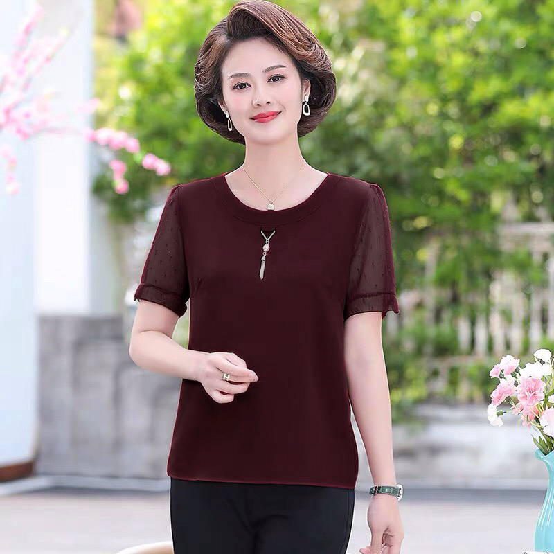 Áo Phông Trung Niên Nữ Quà Cho Mẹ Trung Niên U50 Thời Trang Trung Niên Như Thủy Le072