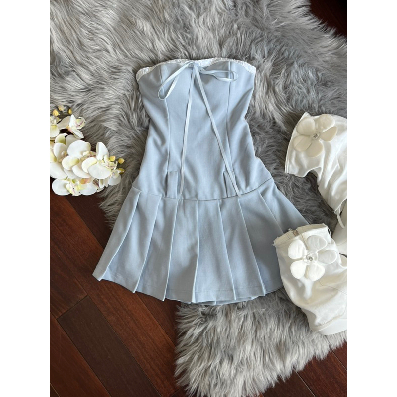 Beachclub_đầm ống xếp ly GingHam (ko kèm belt)