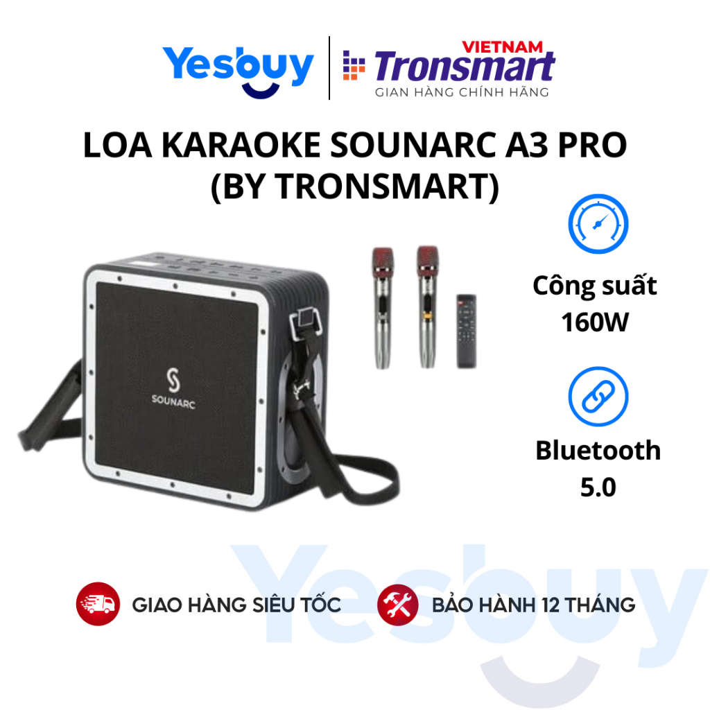 Loa Karaoke Bluetooth 5.0 Sounarc A3 Pro (By Tronsmart) Công suất 160W Pin 24000mAh | Bảo hành chính hãng 12 tháng