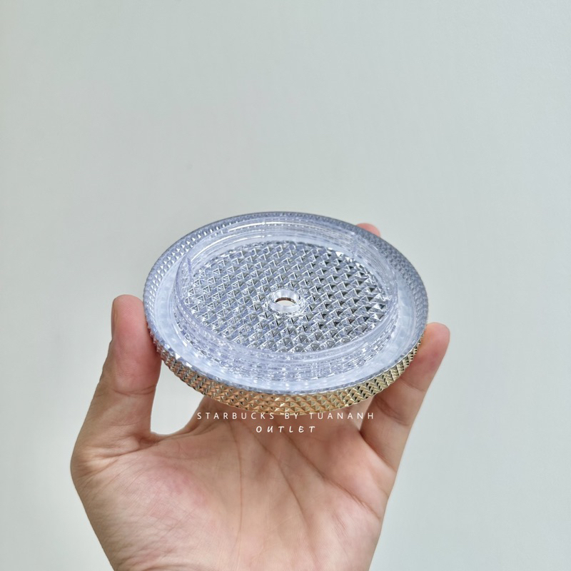Set Nắp Và Ống Hút Ly Starbucks Studded Chrome Gold 710ml