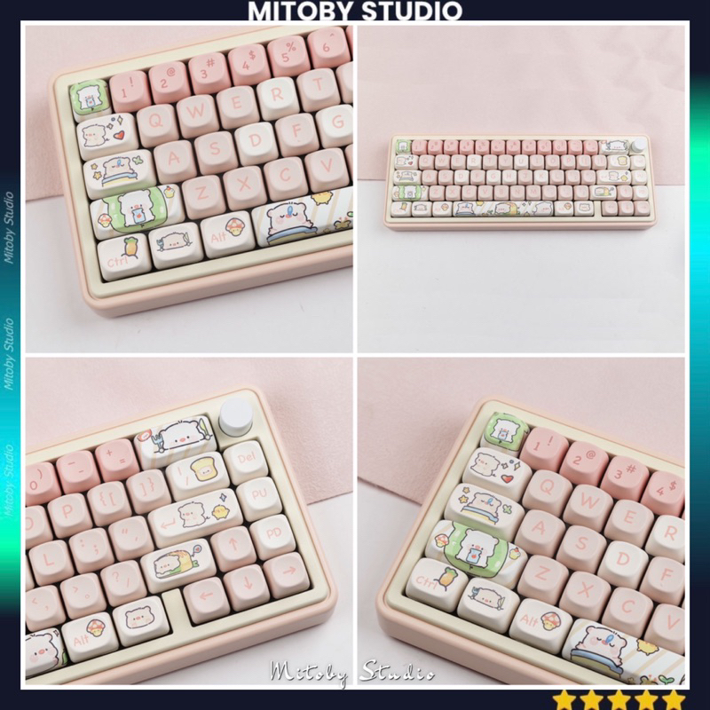 Keycap MOA Gradient Cow MOA Profile dùng trên nhiều layout bàn phím cơ MOA Pink Pig Panda - Mitoby Studio