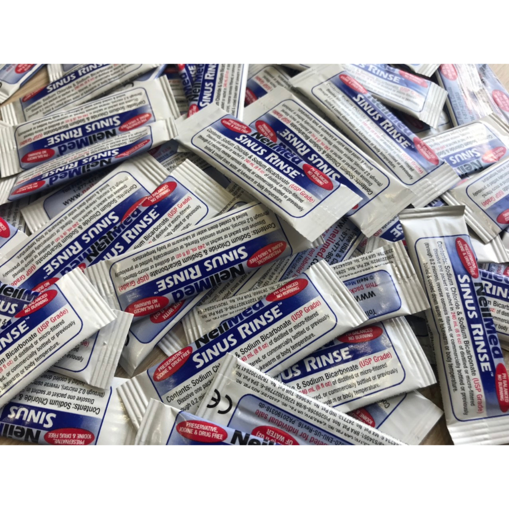 Gói muối rửa mũi Neilmed cho bình rửa mũi 240ml, Combo 20 gói, 50 gói, 100 gói