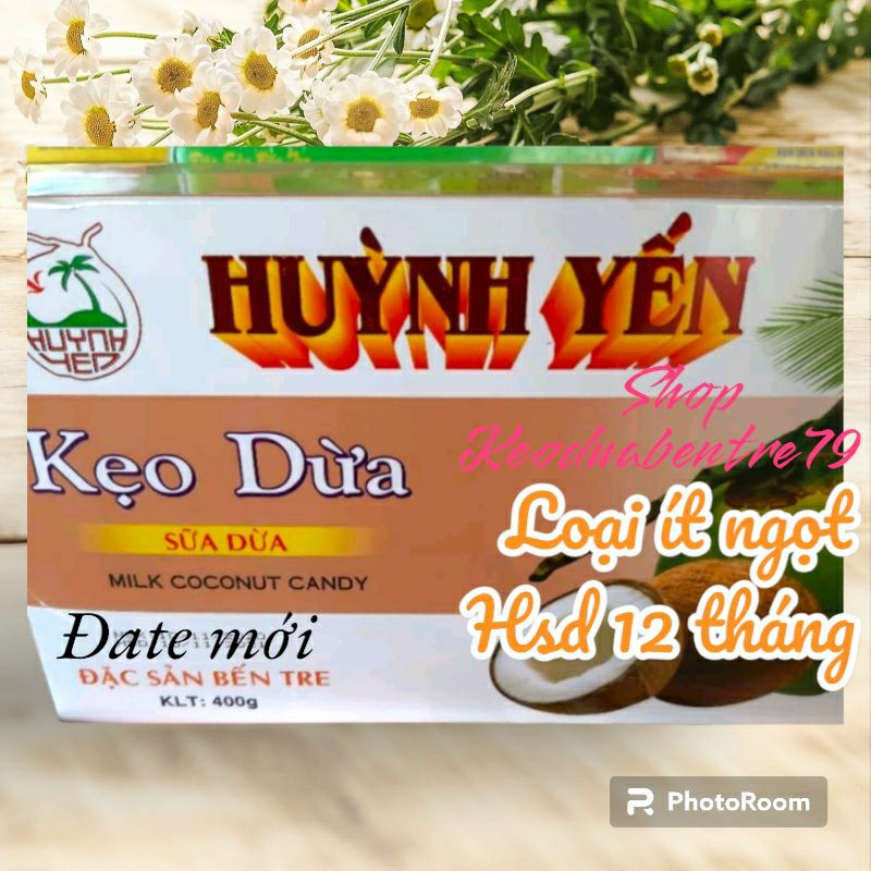 Kẹo dừa Huỳnh Yến béo nước cốt ít ngọt gói máy ( hộp 400g )