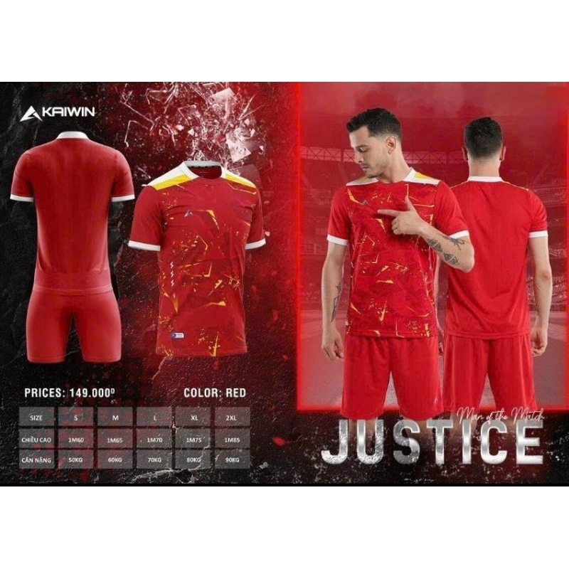 BỘ QUẦN ÁO BÓNG ĐÁ KAIWIN JUSTICE - HỖ TRỢ IN ẤN