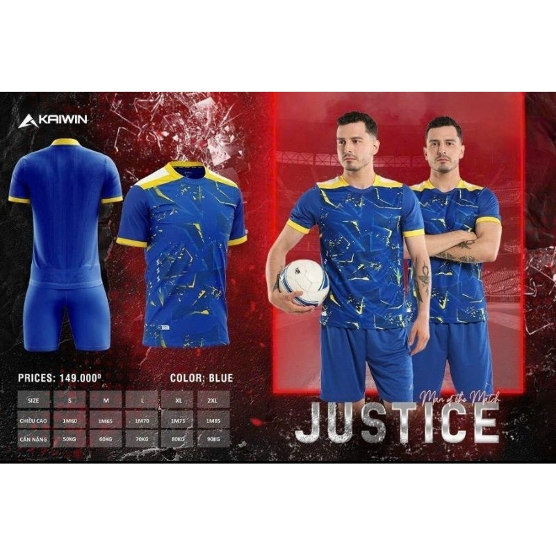 BỘ QUẦN ÁO BÓNG ĐÁ KAIWIN JUSTICE - HỖ TRỢ IN ẤN