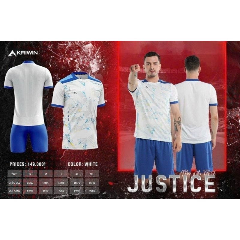BỘ QUẦN ÁO BÓNG ĐÁ KAIWIN JUSTICE - HỖ TRỢ IN ẤN