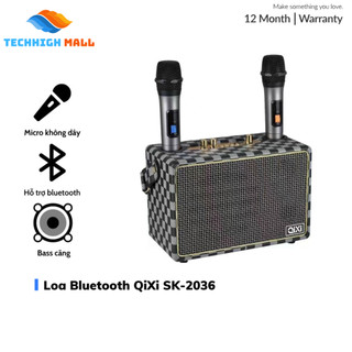 Loa bluetooth sk-2036 , có sẵn 2 micro không dây , hát karaoke nghe nhạc bass cực đỉnh - chuẩn qixi techhigh