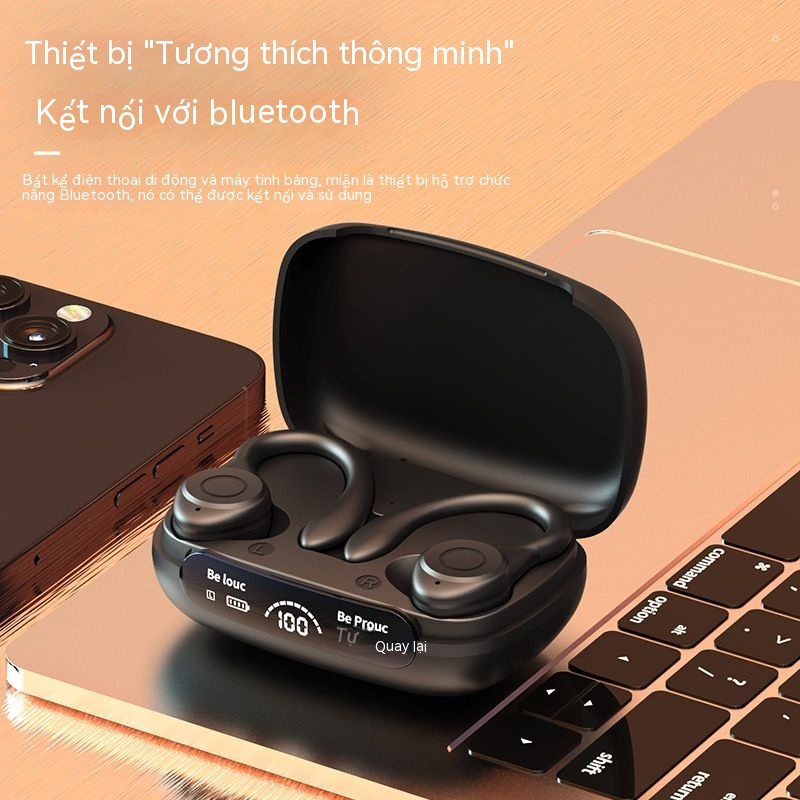 Tai Nghe Bluetooth Không Dây Youxunghiêm Túc Kiểu Treo Tai Giảm Tiếng Ồn Thể Thao Mới Thời Lượng Pin Dài Thích Hợp