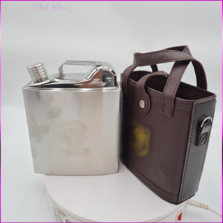 Bình căn xăng inox 304 dày 0.8 dung tích 2.5 lít tặng 1 chén 1 phễu bao gồm cả túi đựng bình