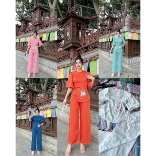 Set lam đi chùa tuyết nhung tay phồng