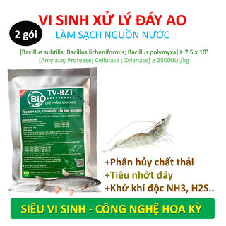 2 gói Men vi sinh xử lý nước ao hồ Cá Koi, Tôm. Hàng tỷ vi sinh có lợi. Sạch đáy ao, đẹp màu nước. Khử khí độc NH3, H2S