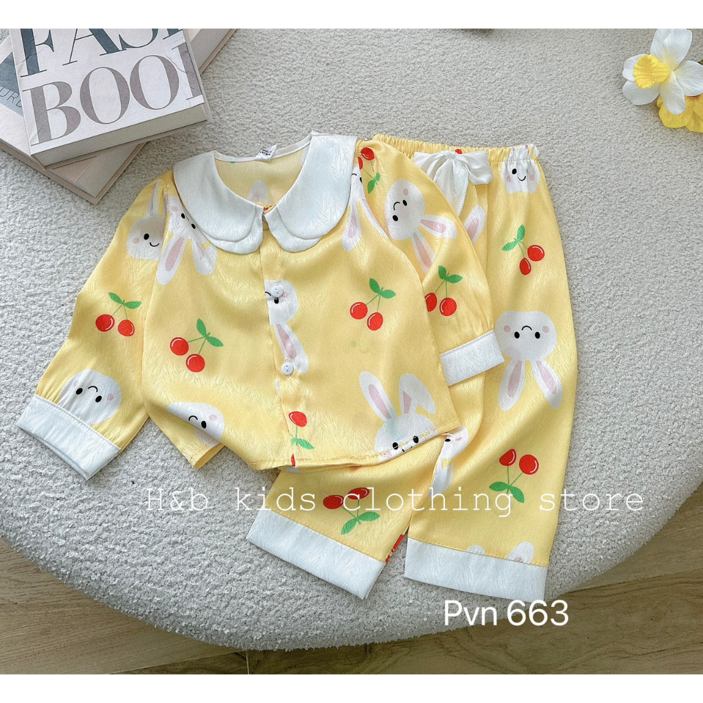 Bộ Pijama cho bé gái , set bộ quần áo thu đông lụa xước siêu mát và đáng yêu cho bé gái