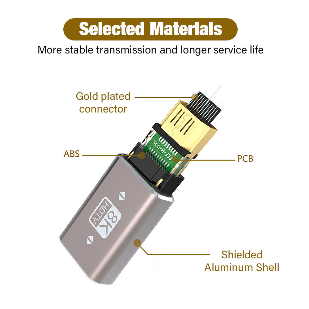 Đầu Chuyển Đổi Nối Dài Hướng Góc Trái Phải Lên Xuống Cáp HDMI 2.1 48Gbps Hỗ Trợ 4K 120Hz