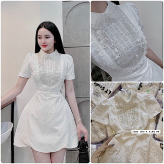 ĐẦM GẤM ĐEN CỔ SƠ MI PHỐI REN HOA KIM SA ✨🌺