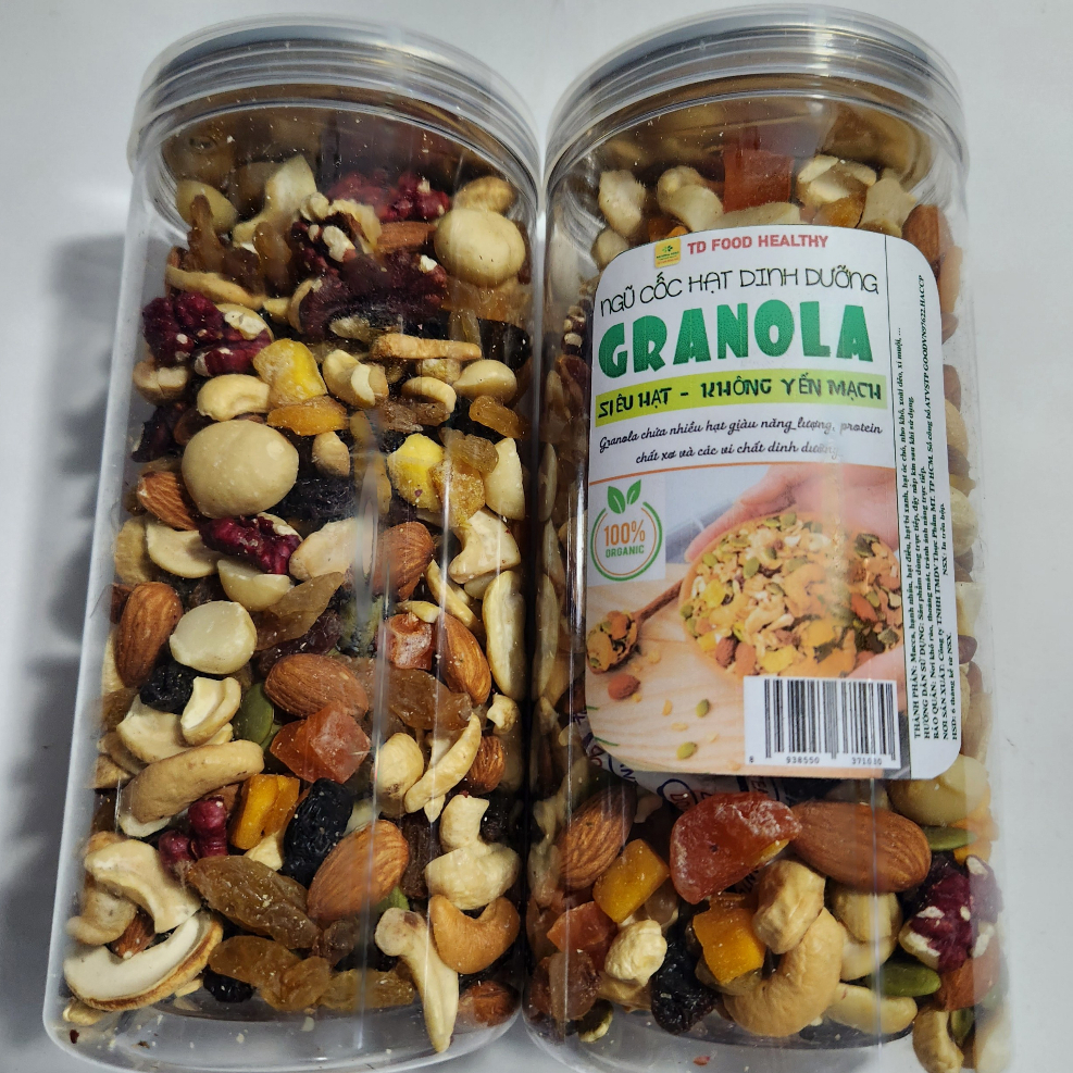 Granola siêu hạt ăn kiêng ngũ cốc giảm cân dinh dưỡng eat clean không đường thêm hạt Macca từ Nông Sản Sạch 500gram