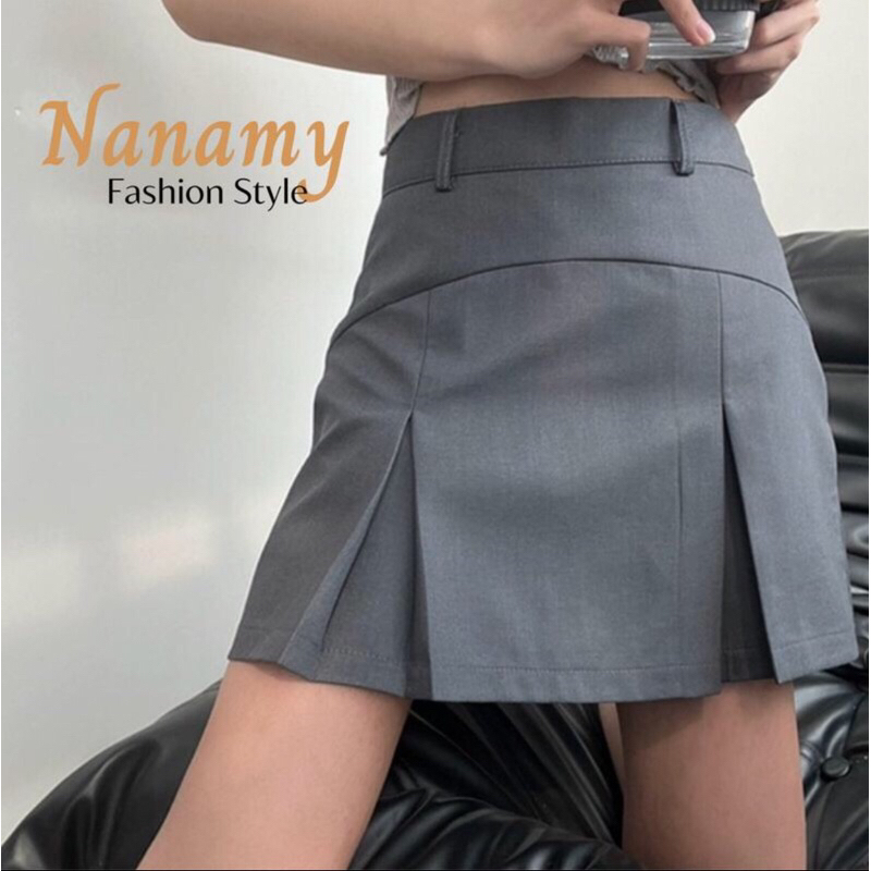 Set áo ống có tay và chân váy ngắn xếp ly phong cách tiểu thư