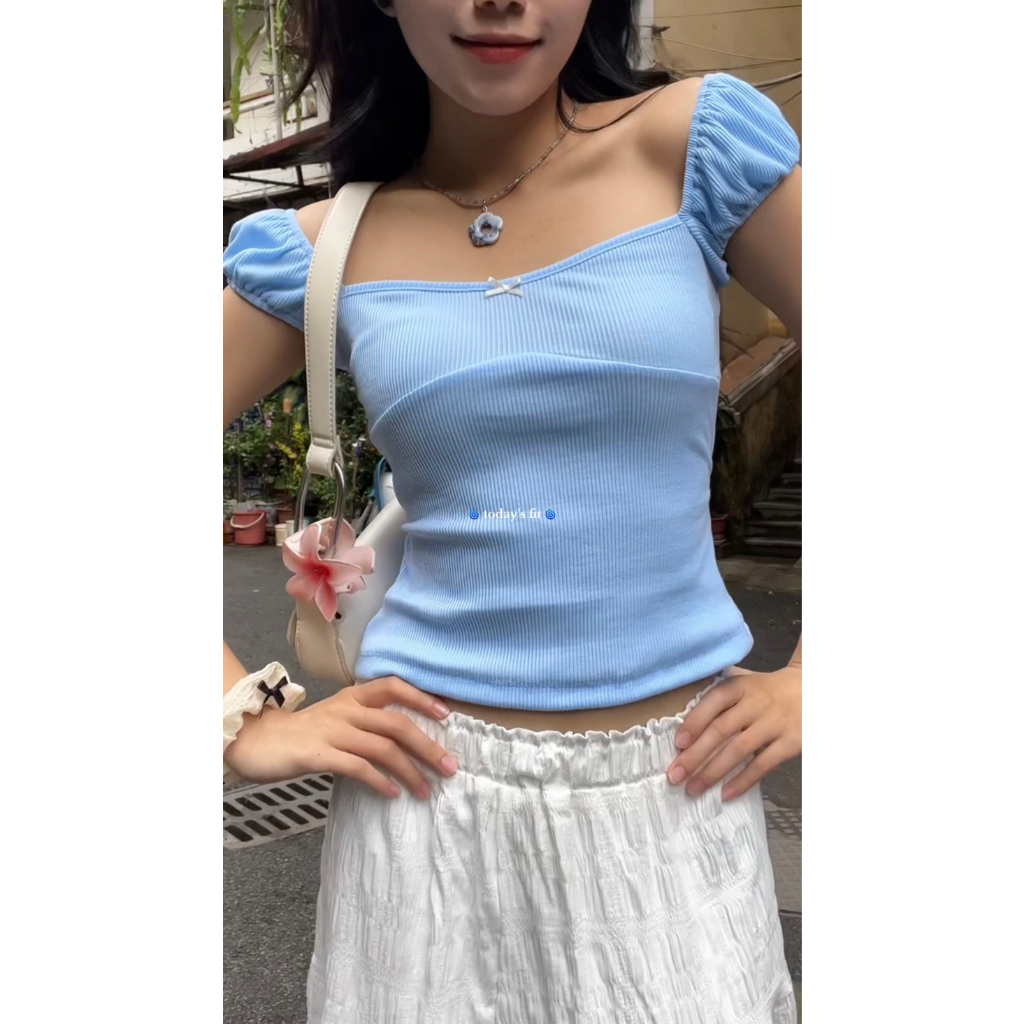 AISYTUM - Áo ống có tay / trễ vai BERRI TOP