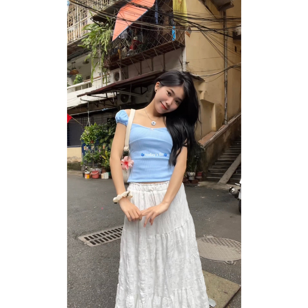 AISYTUM - Áo ống có tay / trễ vai BERRI TOP