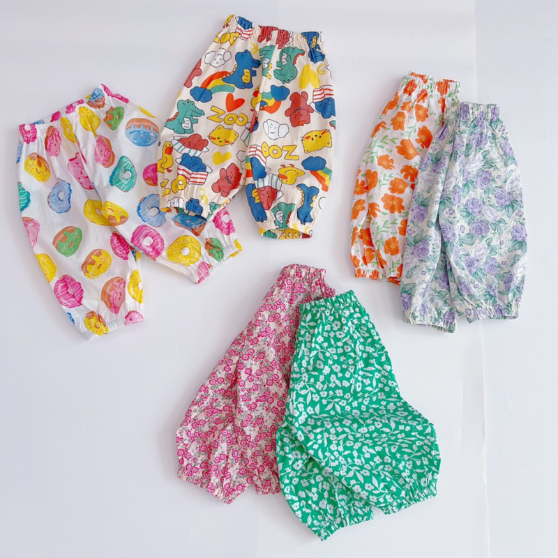Quần dài bé gái CHIPP Chống Muỗi Thô Cotton Cao Cấp sắc màu - Quần Bom Chống Nắng bé trai Thô of Hàn hình thú siêu yêu