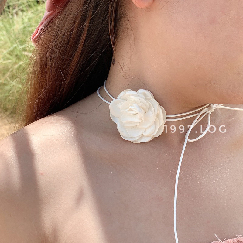 Vòng cổ hoa/ nơ ,choker hoa vải đơn giản