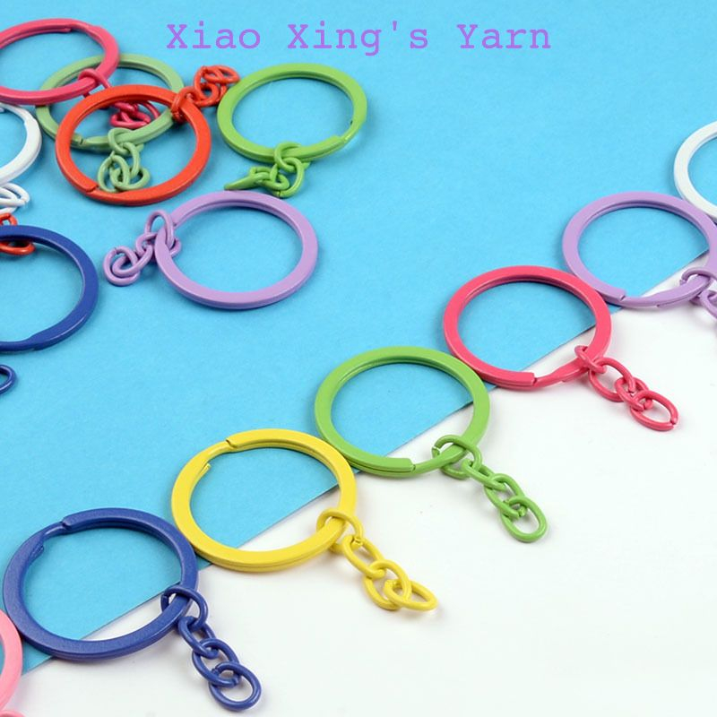 Móc khoá khoen tròn màu sắc cao cấp gắn chìa khoá, móc khoá thú bông | Xiao Xing's Yarn