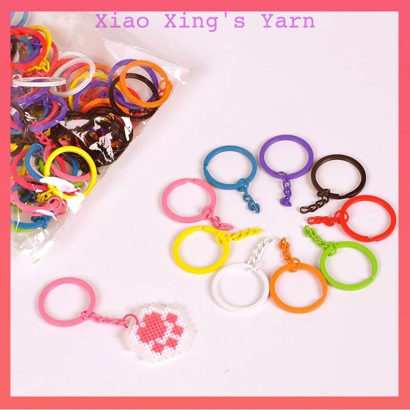 Móc khoá khoen tròn màu sắc cao cấp gắn chìa khoá, móc khoá thú bông | Xiao Xing's Yarn