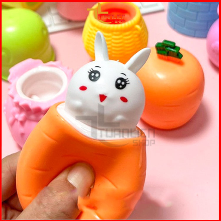Đồ Chơi Thỏ Trắng Dễ Thương, Bóp Cốc Giải Nén Hình Củ Cà Rốt Mới Lạ.