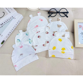 (01 MŨ & COMBO 03 MŨ SƠ SINH) MŨ SƠ SINH COTTON LẠNH 0-3 tháng  mềm mại, thoáng khí cho bé yêu