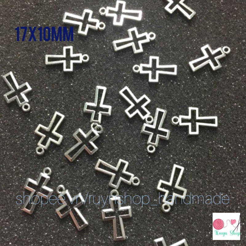 20 mặt charm thánh giá rỗng xi bạc trang trí handmade