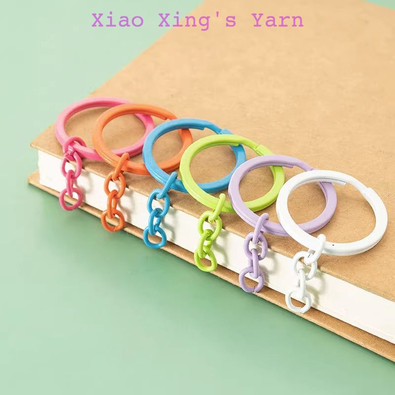 Móc khoá khoen tròn màu sắc cao cấp gắn chìa khoá, móc khoá thú bông | Xiao Xing's Yarn