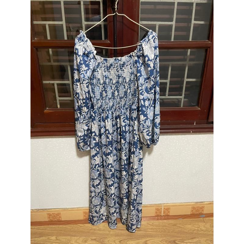 Váy maxi màu xanh, trắng ZARA👗Size S, cam kết chính hãng 100%