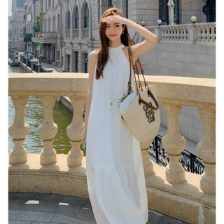 Đầm váy freesize maxi cổ yếm đuôi cá 2 màu