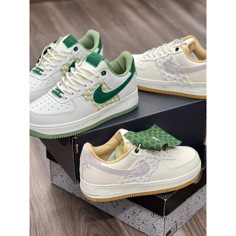 Giày air foce1 low nai ke bamboo beige - giày af1 bamboo weave trắng kem lai au AF1 mẫu mới af1 new 2023