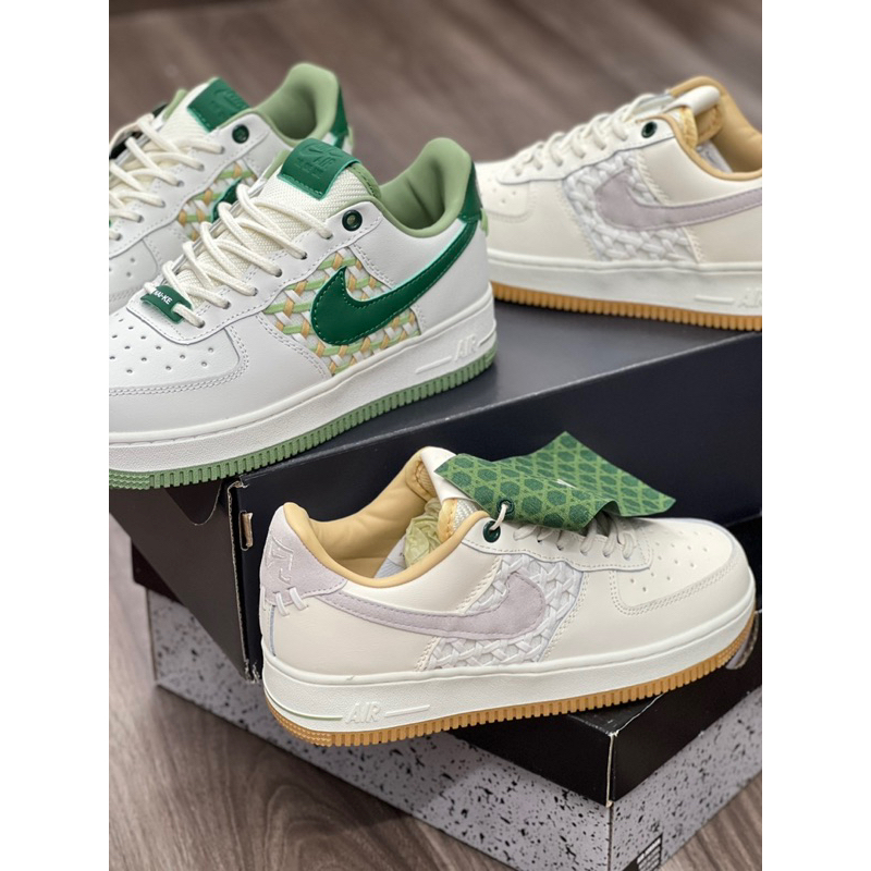 Giày air foce1 low nai ke bamboo beige - giày af1 bamboo weave trắng kem lai au AF1 mẫu mới af1 new 2023