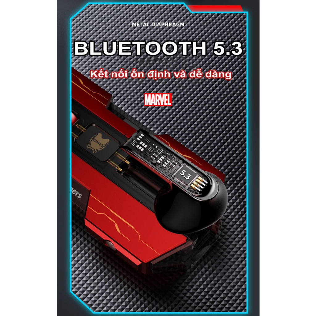 Tai Nghe Gaming Bluetooth BTMV21 Không Dây Giảm Tiếng Ồn, Âm Thanh HIFI Mô Hình Marvel Độ Trễ Thấp